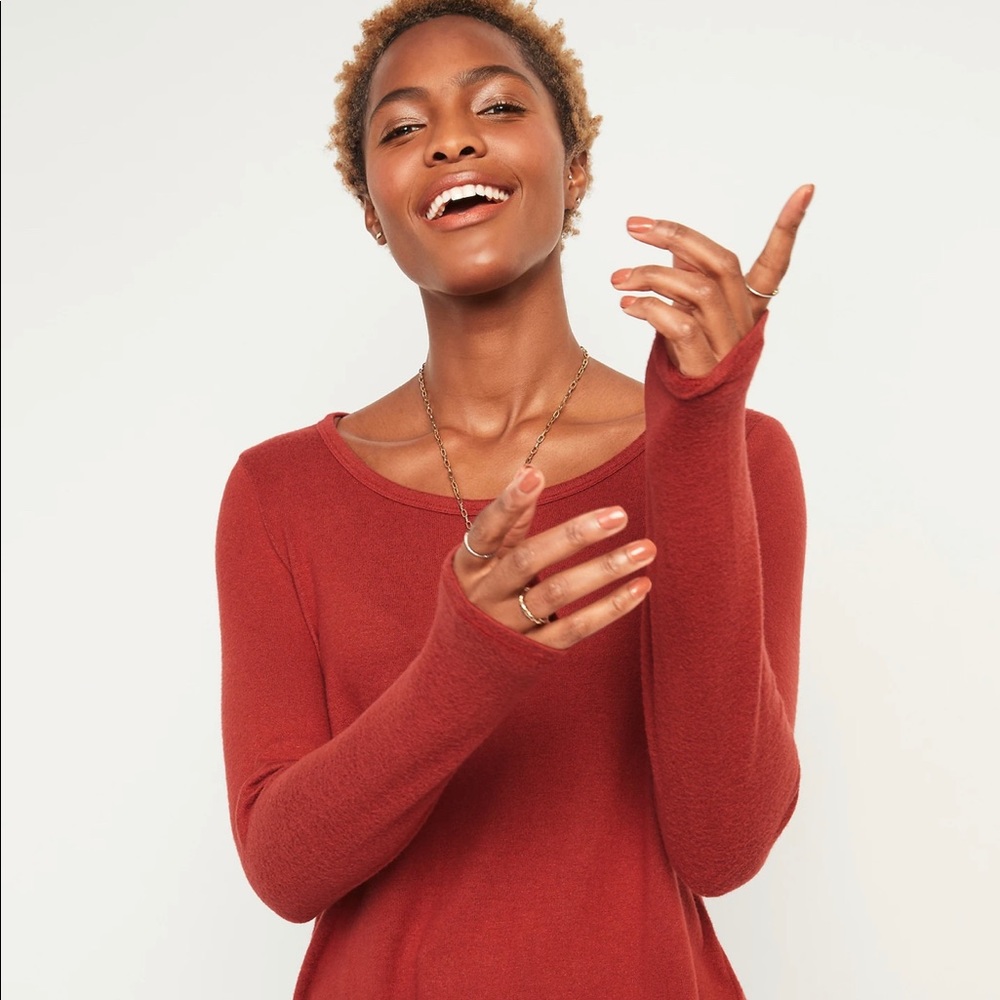 Old Navy Gray Scoop Neck Long Sleeve T-shirt/Tunic